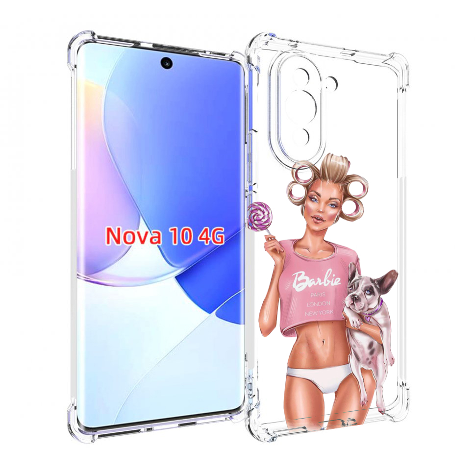 

Чехол MyPads Барби-с-собачкой женский для Huawei Nova 10, Прозрачный, Tocco