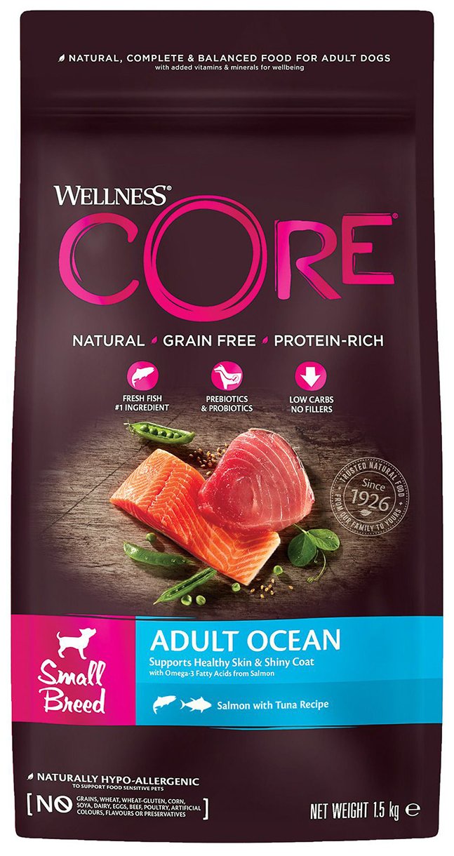 Сухой корм для собак Core Ocean Dog Adult Small Breed беззерновой с лососем 2 шт по 1,5 кг