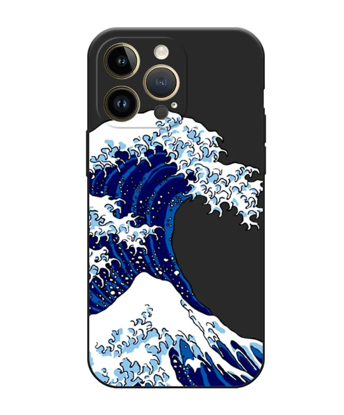 

Чехол Awog на Apple iPhone 14 Pro Max / Айфон 14 Про Макс "Волна в Канагаве", Черный, 15052-1