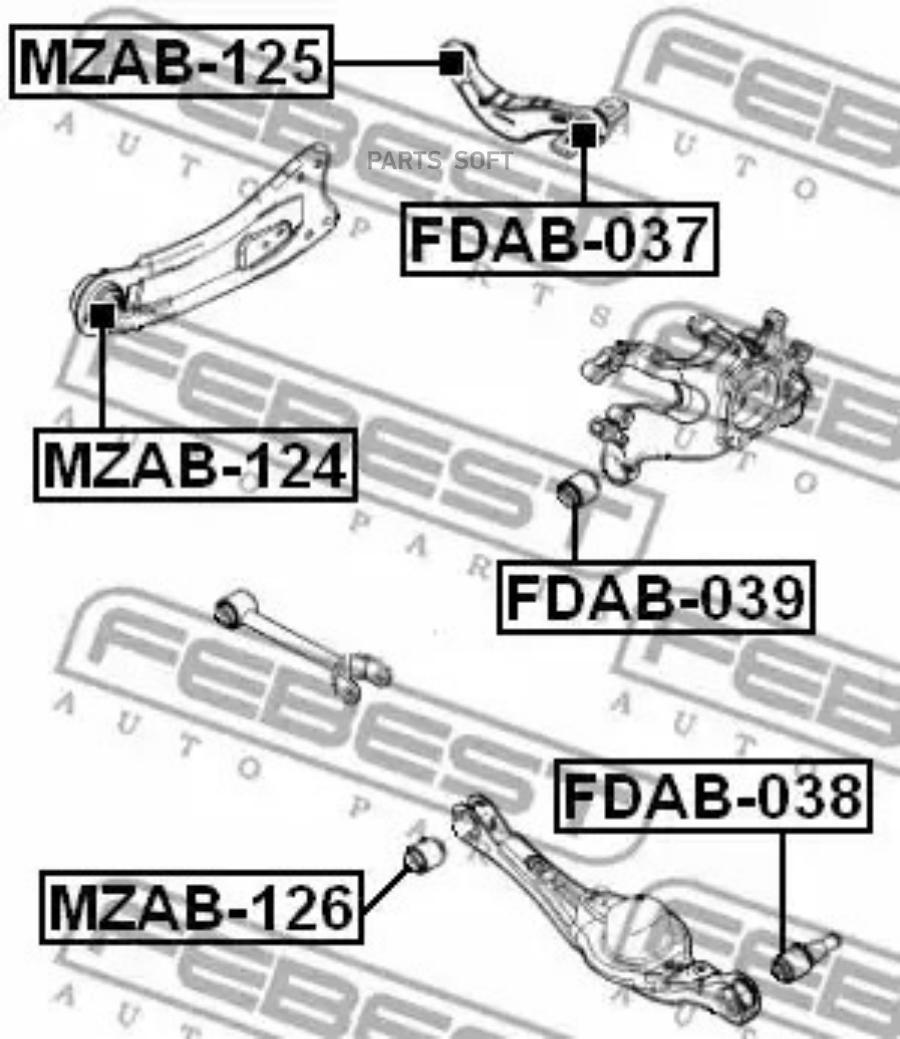 

Fdab-037_сайлентблок тяги задней поперечной mazda cx-9 tb 07-13