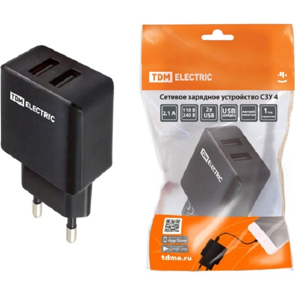 

Сетевое зарядное устройство TDM ELECTRIC micro usb - micro usb 2xUSB 2,1 А черный