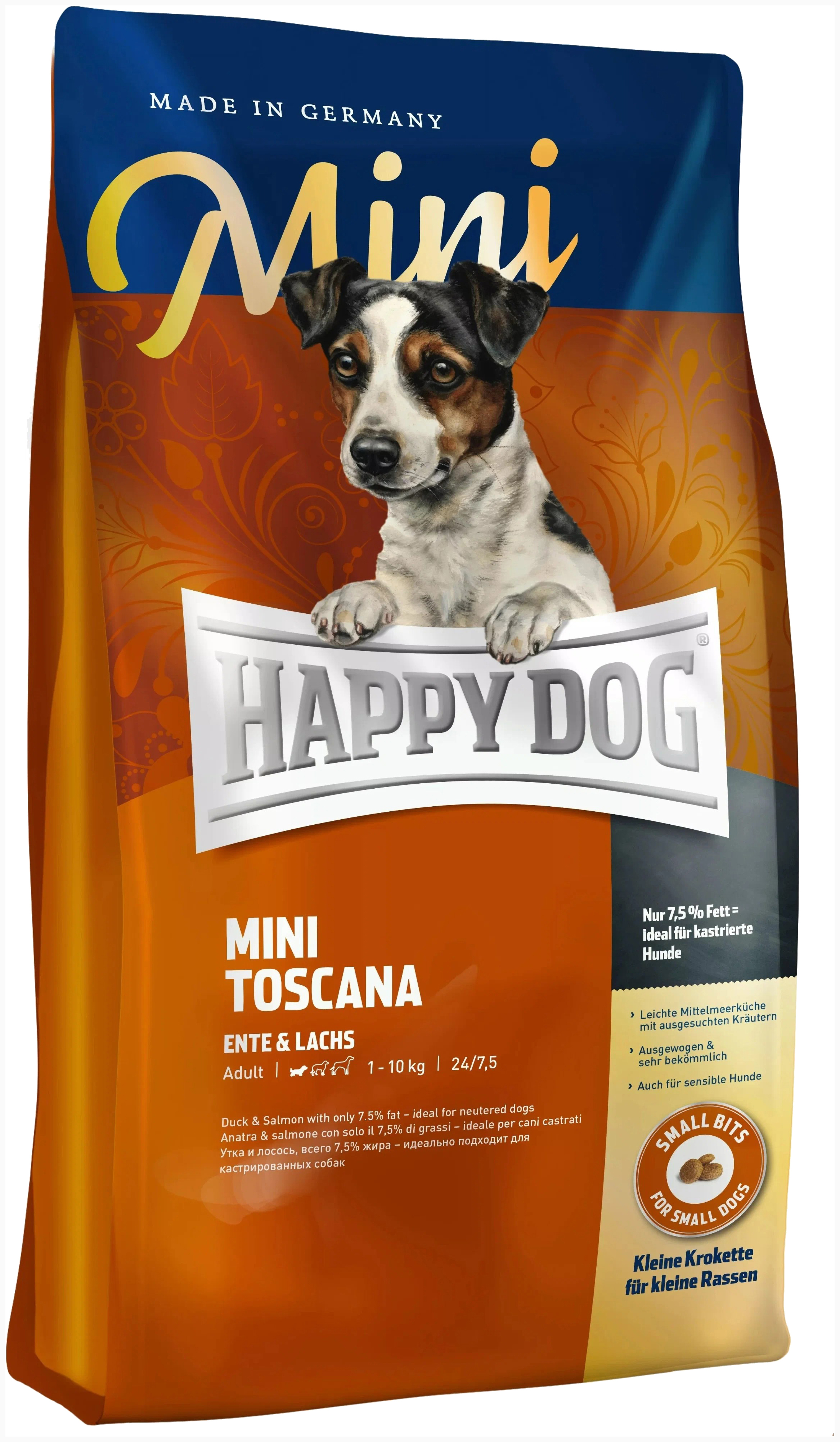 

HAPPY DOG HAPPY DOG SUPREME MINI TOSCANA для взрослых собак маленьких пород при аллергии с