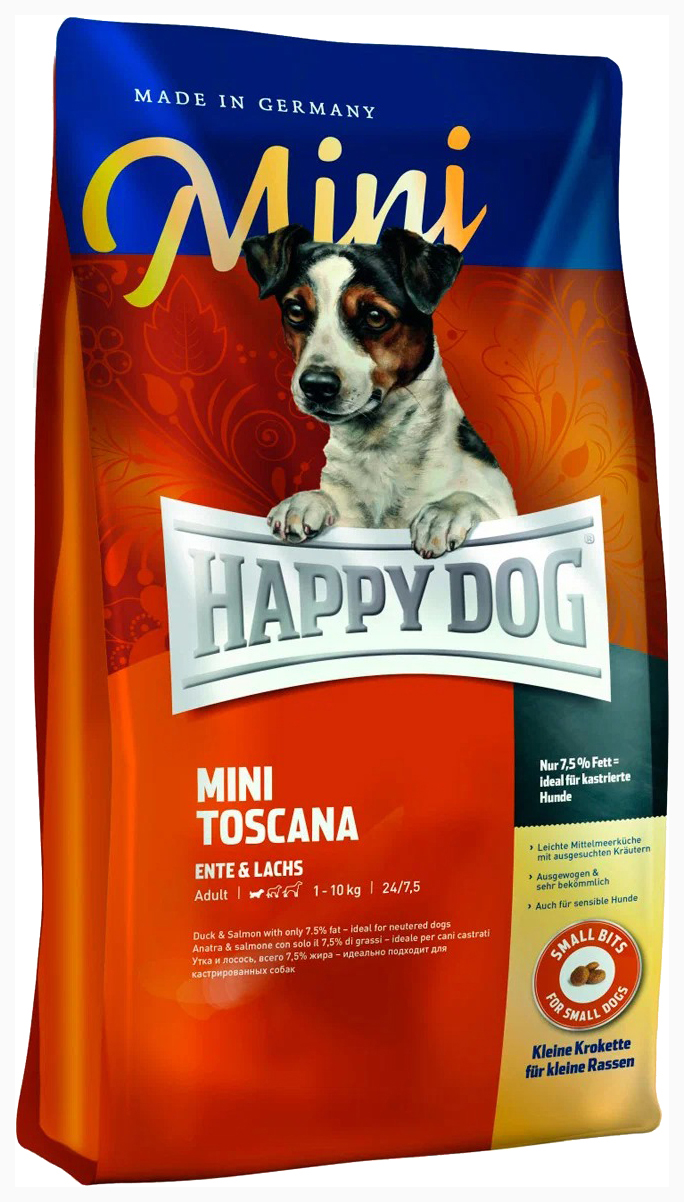 

HAPPY DOG HAPPY DOG SUPREME MINI TOSCANA для взрослых собак маленьких пород при аллергии с