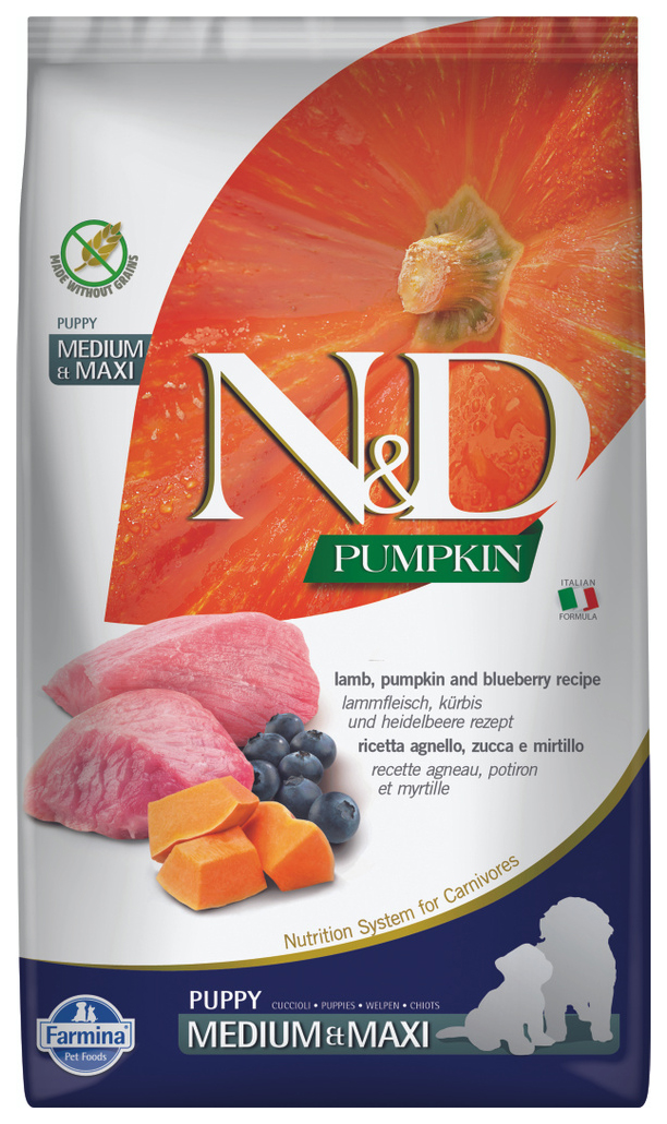 

FARMINA FARMINA DOG N&D GRAIN FREE PUMPKIN PUPPY MEDIUM & MAXI LAMB & BLUEBERRY беззерново