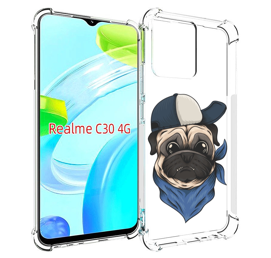 Чехол MyPads мопс-в-кепке для Realme C30 4G / Narzo 50i Prime