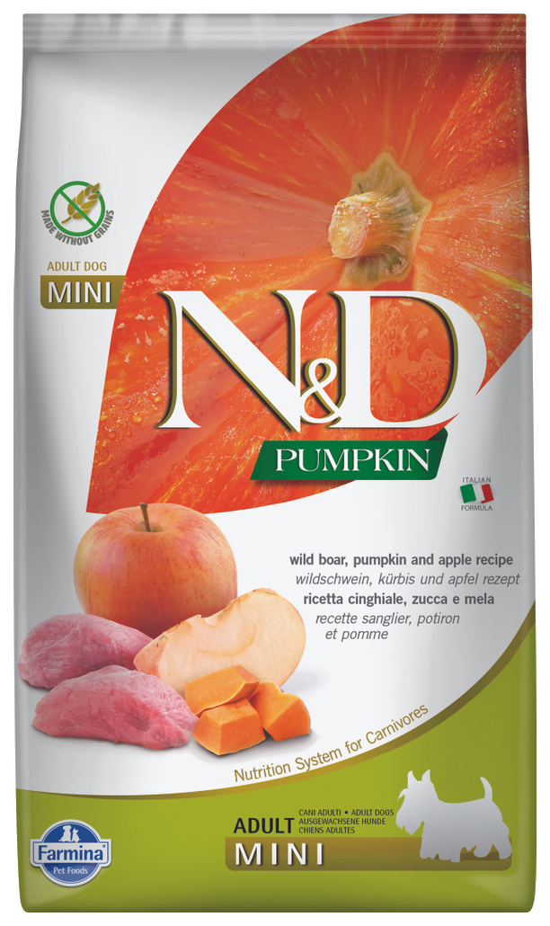 

FARMINA FARMINA DOG N&D GRAIN FREE PUMPKIN ADULT MINI BOAR & APPLE беззерновой для взрослы