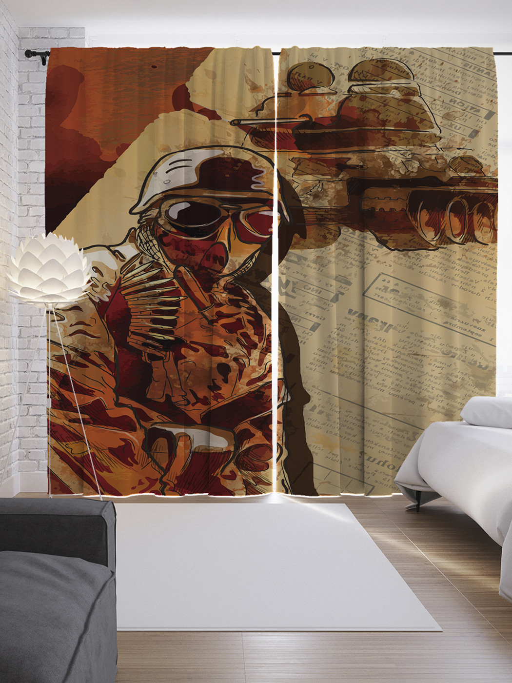 

Шторы с фотопечатью "Военное положение" из сатена, 290х265 см