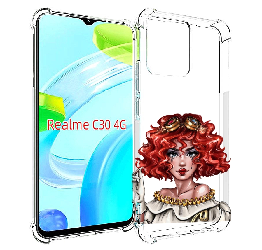 Чехол MyPads модель-в-сине-красных-очках женский для Realme C30 4G / Narzo 50i Prime