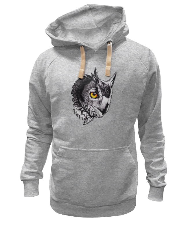 Толстовка унисекс Printio Owl gray серая 2XL