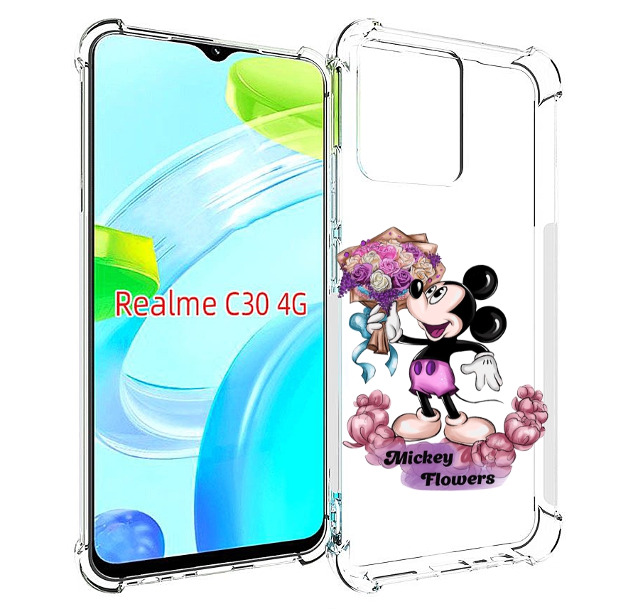

Чехол MyPads микки-с-цветами женский для Realme C30 4G / Narzo 50i Prime, Прозрачный, Tocco
