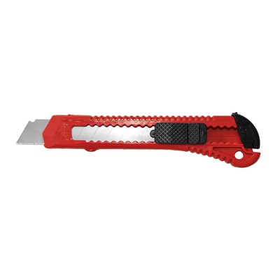 Нож канцелярский с фиксатором, 18 мм, красный