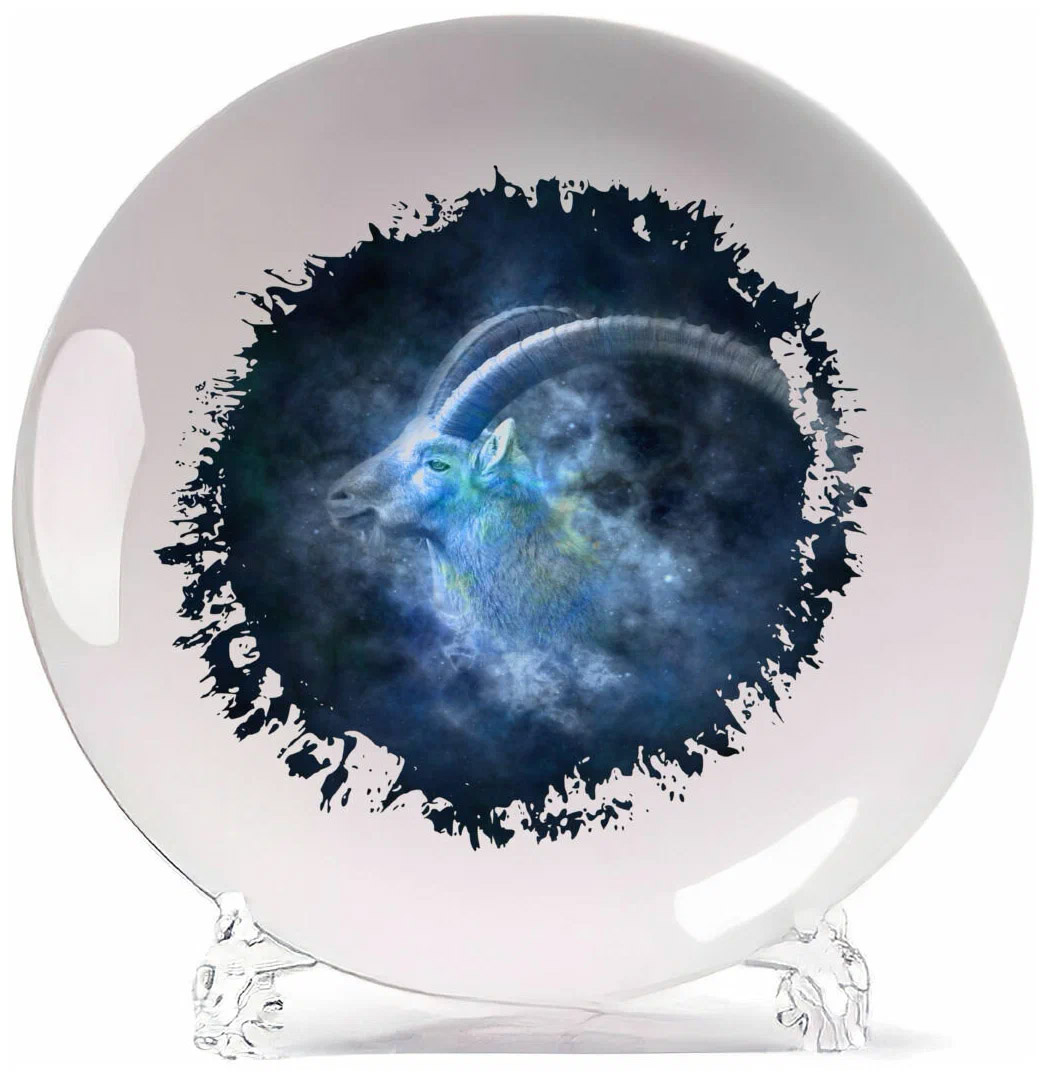 

Тарелка CoolPodarok Знаки зодиака Козерог Созвездия Звёзды, Белый