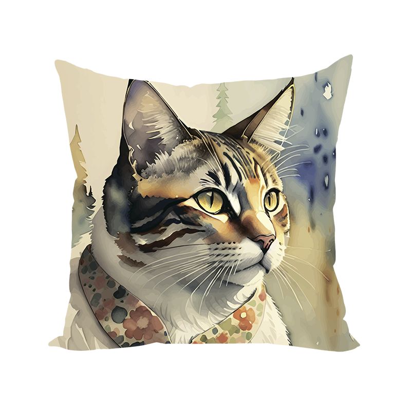 

Наволочка декоративная 40х40 Кошка Василиса, Живопись, велюр, Коричневый