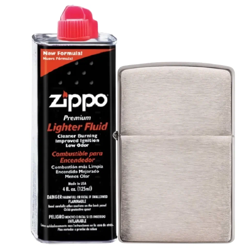 

Бензиновая зажигалка ZIPPO 162 Armor Brushed Chrome + бензин Zippo 125 мл 162-3141, Серебристый