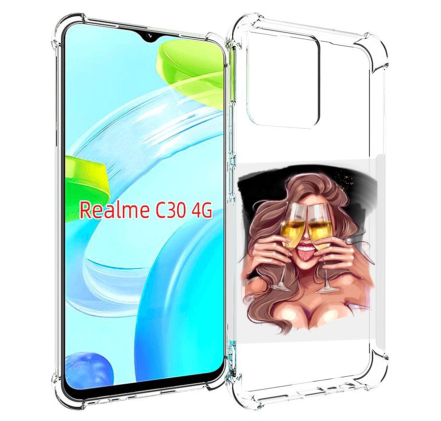

Чехол MyPads любительница-шампанского-модель женский для Realme C30 4G / Narzo 50i Prime, Прозрачный, Tocco
