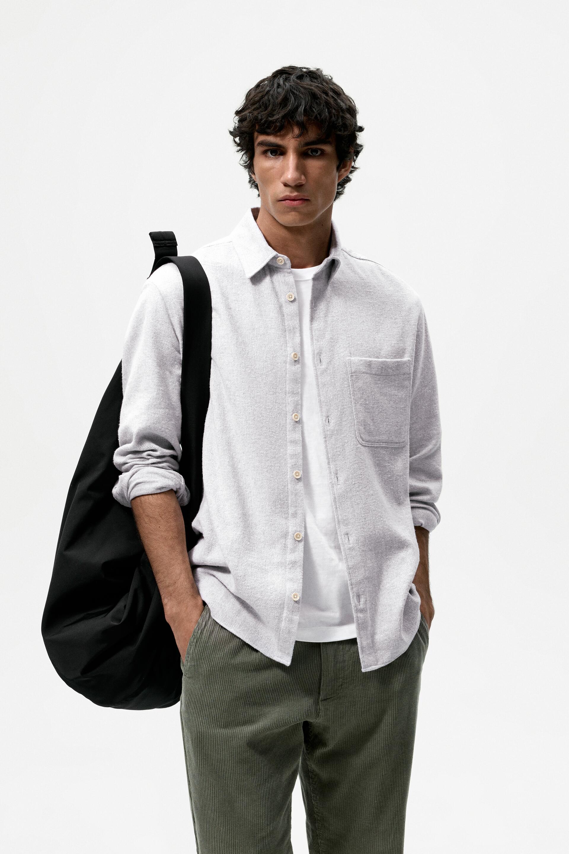 

Рубашка мужская ZARA 06644456 серая M (доставка из-за рубежа), 06644456