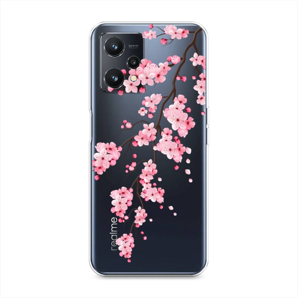 

Силиконовый чехол "Розовая сакура" на Realme 9 5G, Розовый;прозрачный