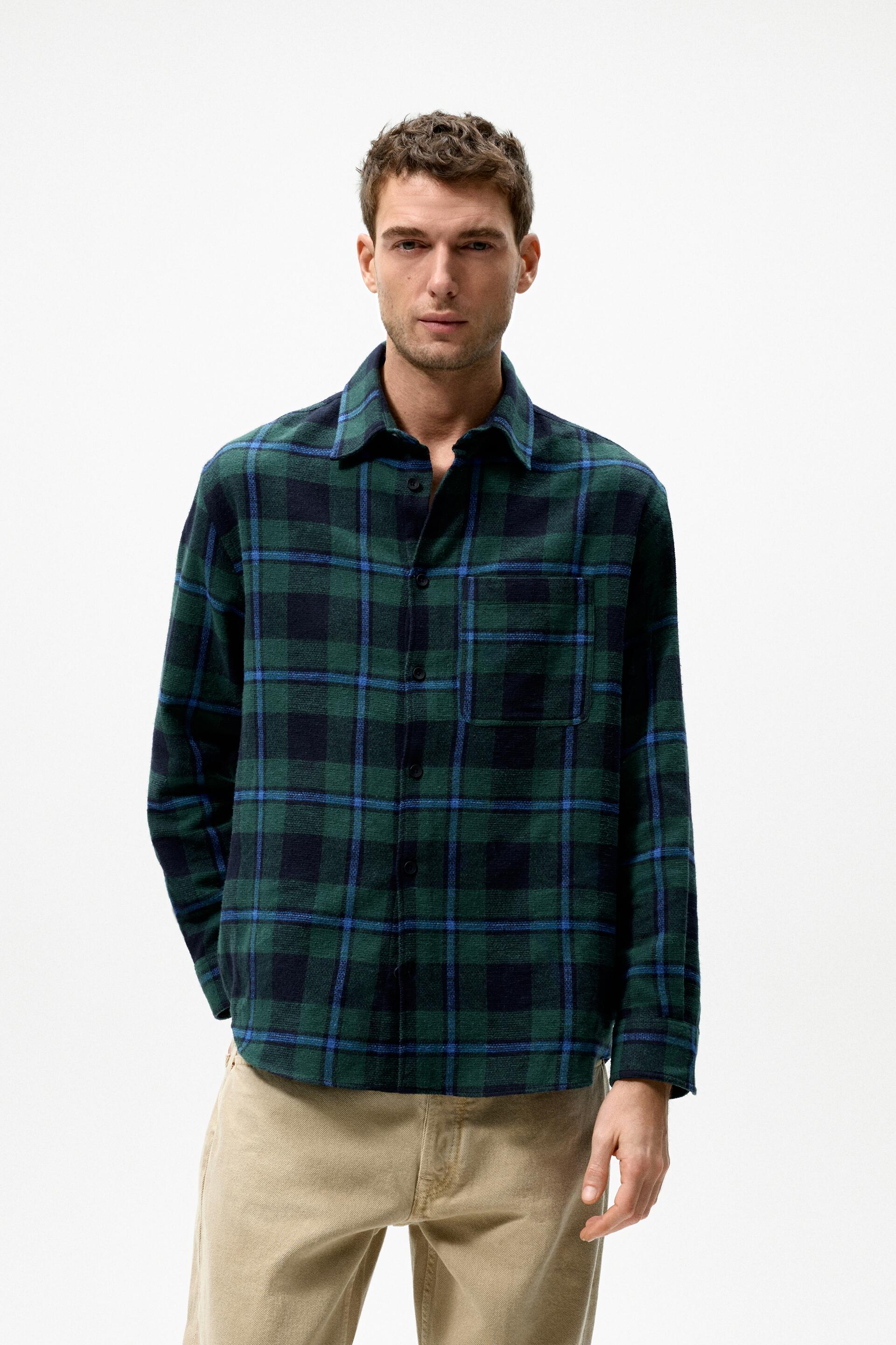 

Рубашка мужская ZARA 06644116 зеленая M (доставка из-за рубежа), 06644116