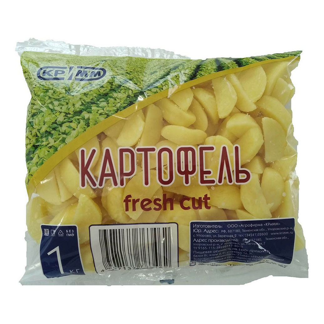

Картофель очищенный дольки 1 кг