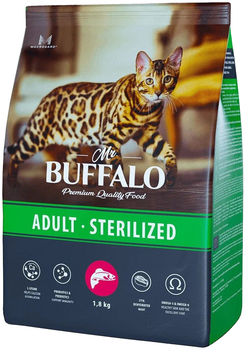 

Сухой корм для стерилизованных кошек Mr.Buffalo Adult Sterilized лосось 1,8 кг