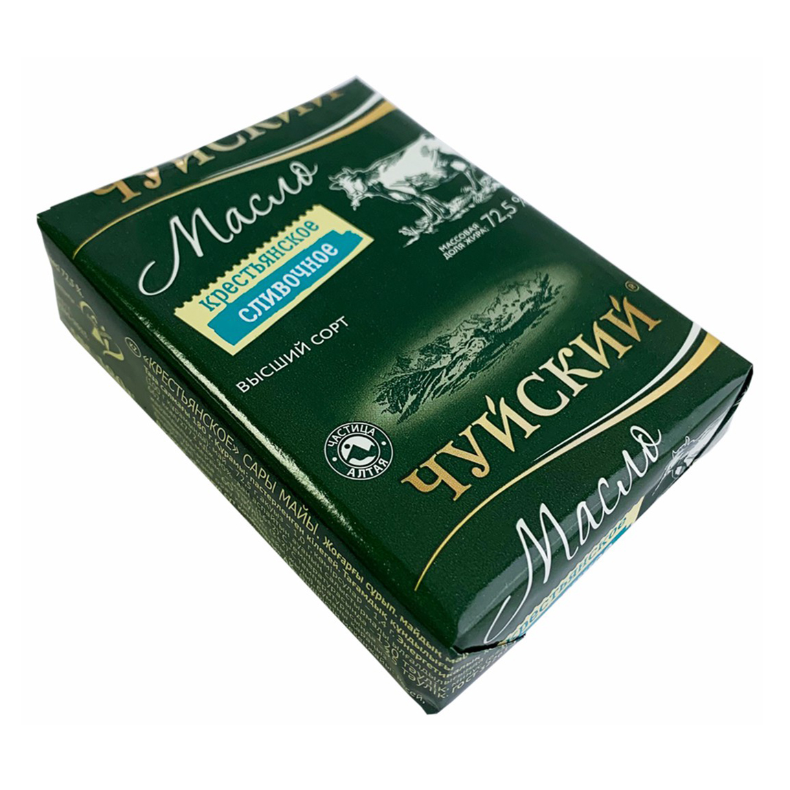 фото Сливочное масло чуйский крестьянское сладкосливочное гост бзмж 72,5% 180 г