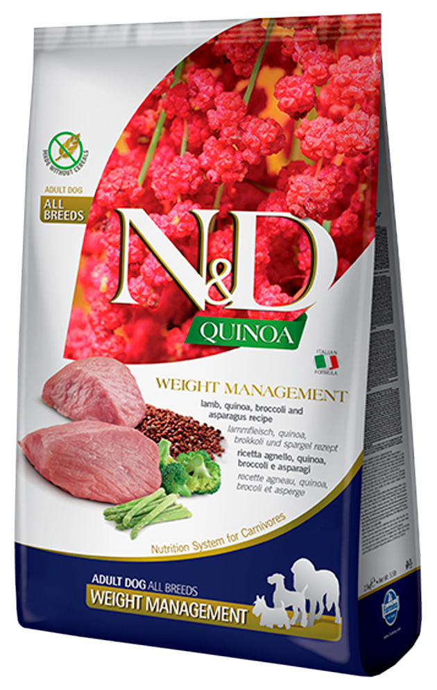 

FARMINA FARMINA DOG N&D GRAIN FREE QUINOA WEIGHT MANAGEMENT LAMB беззерновой диетический д