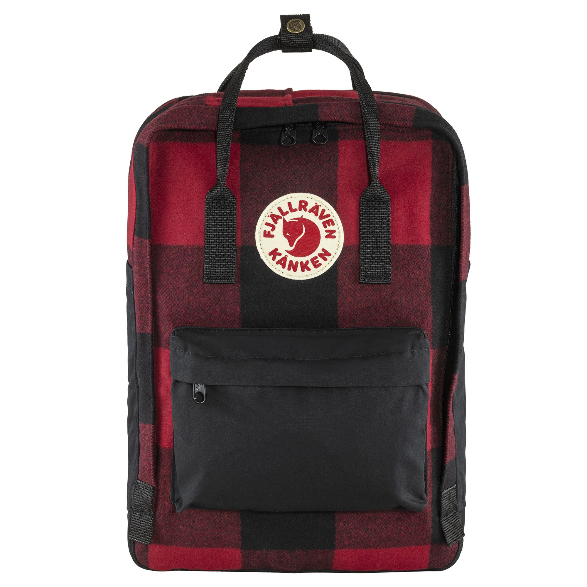 фото Рюкзак женский fjallraven kanken re-wool laptop f23328 15" клетка красный/черный 18 л