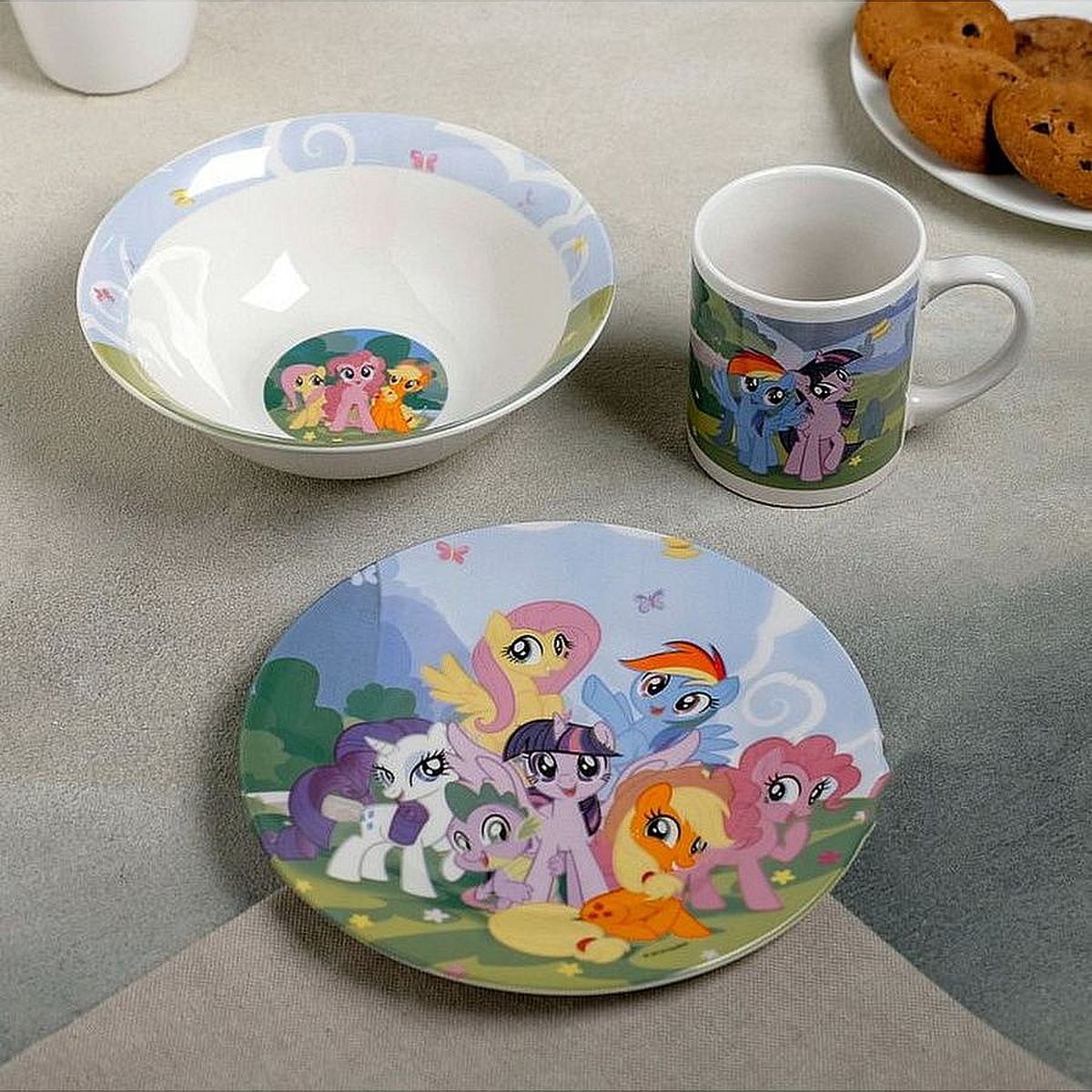 Набор My Little Pony 3 пр.: кружка 240 мл, миска 18 см, тарелка 19 см в под. уп