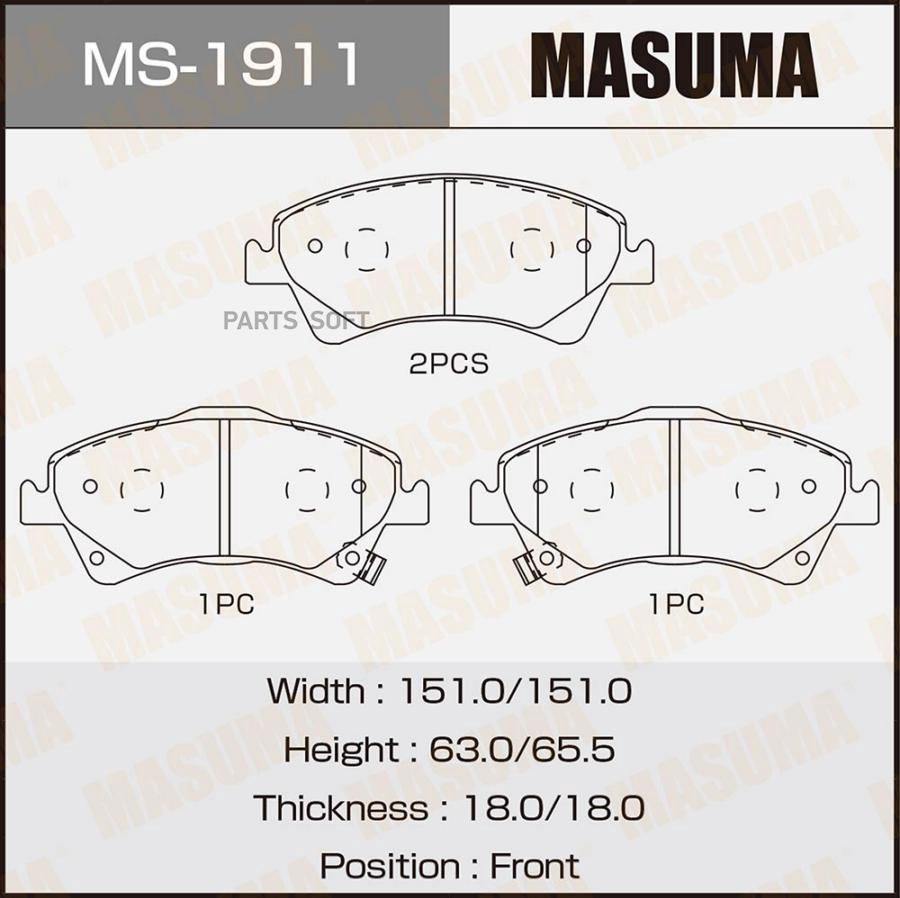 

Тормозные колодки MASUMA дисковые ms1911