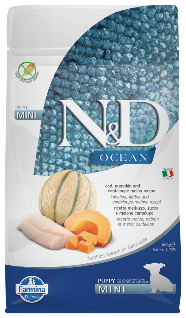 

FARMINA FARMINA DOG N&D OCEAN PUPPY MINI COD, PUMPKIN & CANTALOUPE MELON беззерновой для щ