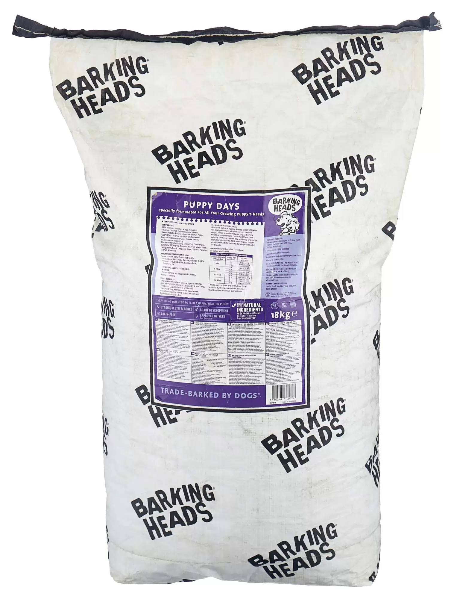 

Сухой корм для щенков BARKING HEADS Щенячьи деньки, с лососем и курицей, 2шт по 18кг