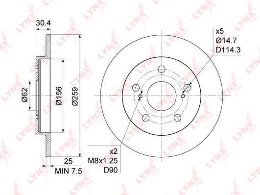 

Диск тормозной задний (259x9) подходит для TOYOTA Auris(E15) 1.33-1.8 07 / Corolla(E15/8)