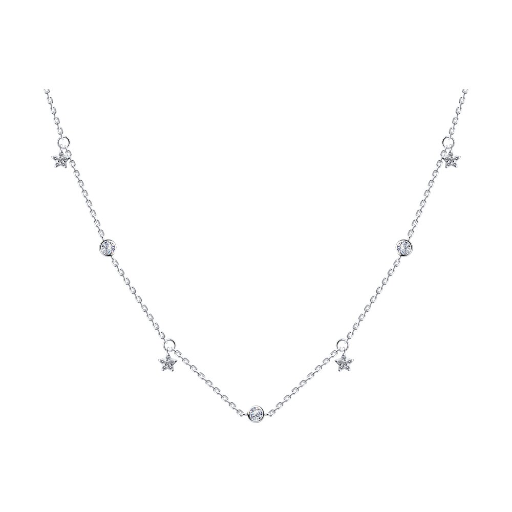 

Ожерелье из серебра 50-55 см SOKOLOV 94070738, фианит, 94070738
