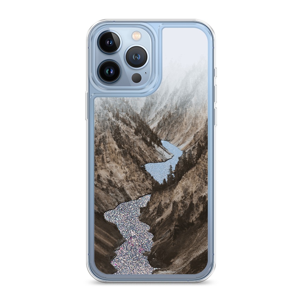 фото Жидкий чехол с блестками "горная река" на apple iphone 13 pro max awog