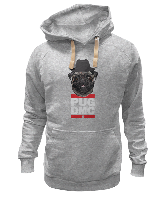 Толстовка унисекс Printio Pug x run dmc серая 2XL