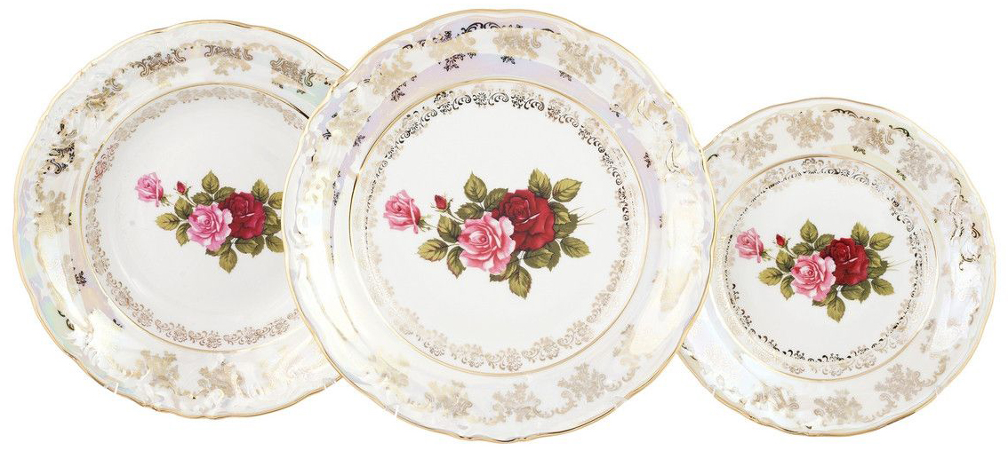 фото Набор тарелок для сервировки роза на 6 персон 18 предметов carlsbad