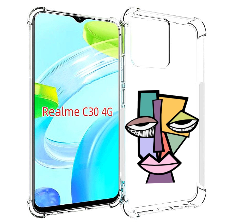 

Чехол MyPads лицо из квадратиков с глазами женский для Realme C30 4G / Narzo 50i Prime, Прозрачный, Tocco