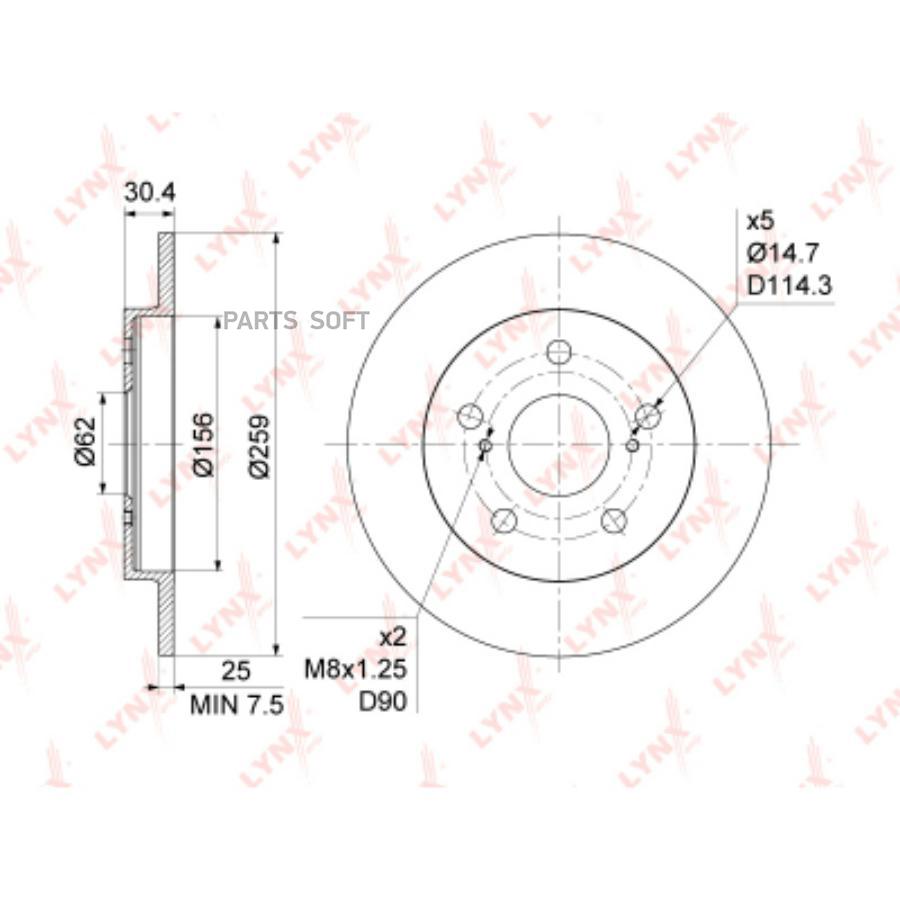 

Диск тормозной задний (259x9) подходит для TOYOTA Auris(E15) 1.33-1.8 07 / Corolla(E15/8)