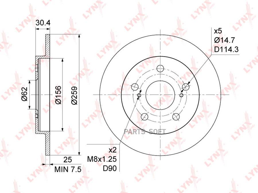 

Диск тормозной задний (259x9) подходит для TOYOTA Auris(E15) 1.33-1.8 07 / Corolla(E15/8)