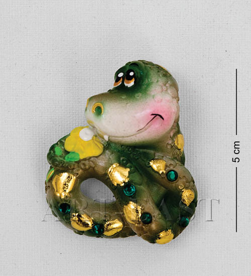 Магнит гипсовый Змея с цветком эк. 15955 113-15955