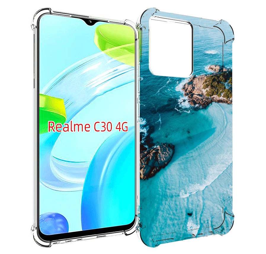 

Чехол MyPads красивый голубой залив для Realme C30 4G / Narzo 50i Prime, Прозрачный, Tocco