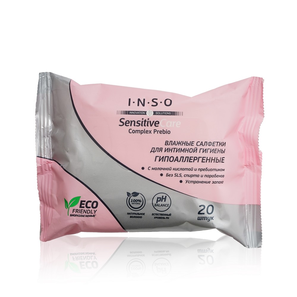 Влажные салфетки Inso для интимной гигиены Sensitive Care 20шт lp care салфетки влажные fresh для интимной гигиены 15