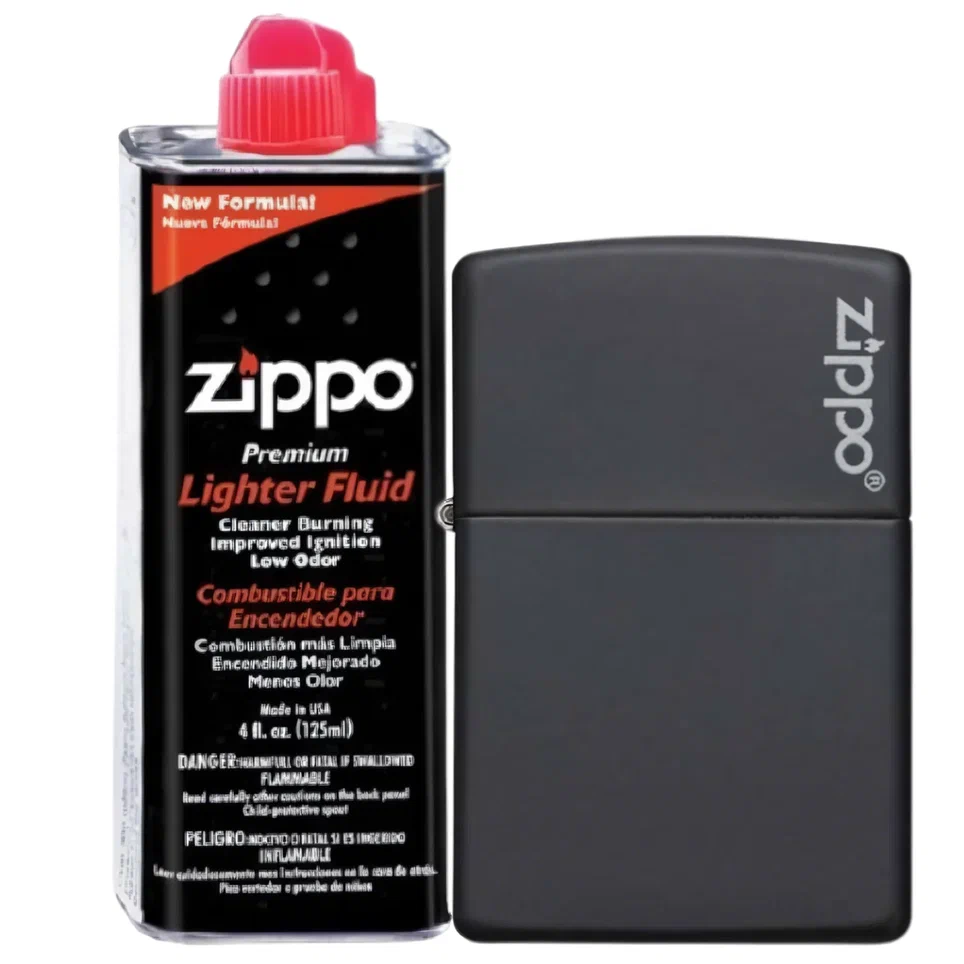

Бензиновая зажигалка ZIPPO 218ZL Classic Black Matte + бензин Zippo 125 мл 218ZL-3141, Черный