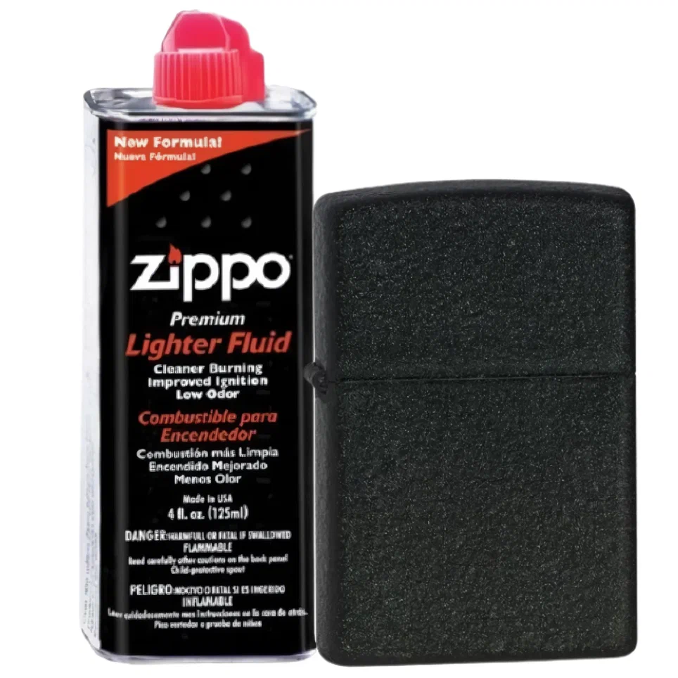 

Бензиновая зажигалка ZIPPO 236 Black Crackle + бензин Zippo 125 мл 236-3141, Черный