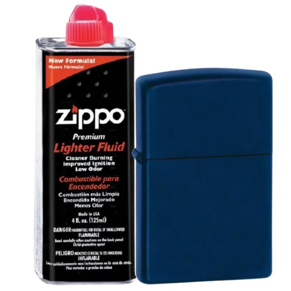 

Бензиновая зажигалка ZIPPO 239 Navy Matte + бензин Zippo 125 мл 239-3141, Синий