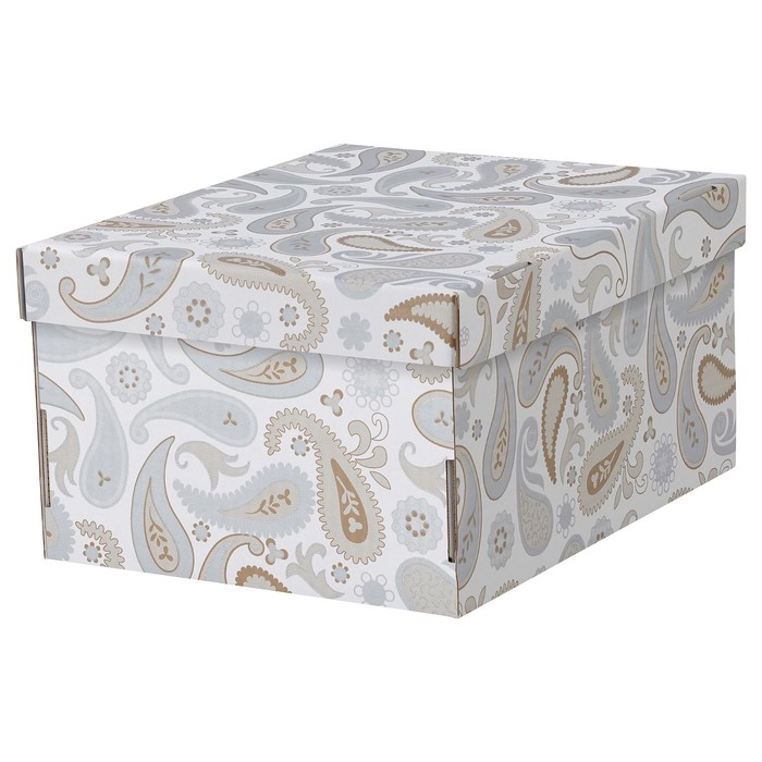 фото Коробка с крышкой смека, 26x32x17 см, цвет серый, с рисунком ikea