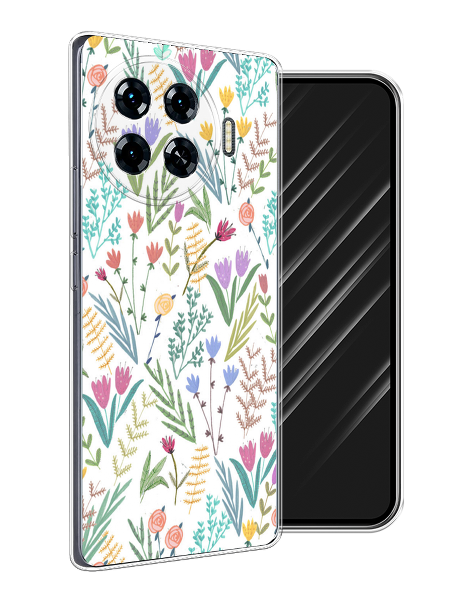 

Чехол Awog на Tecno Spark 20 Pro Plus "Полевые цветы рисунок", Белый;зеленый, 305050-1