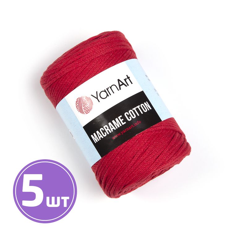 

Пряжа YarnArt Macrame Cotton 773 кармин 5 шт по 250 г, Красный