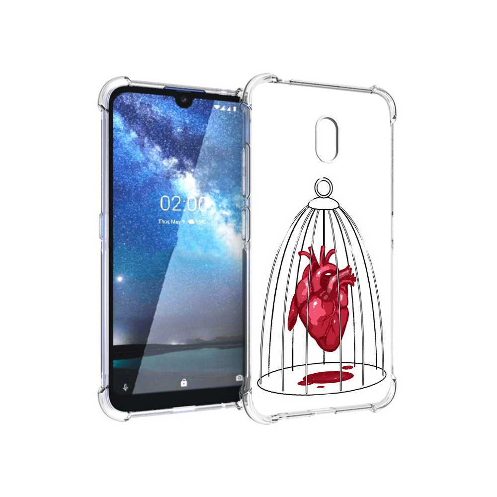 

Чехол MyPads Tocco для Nokia 2.2 сердце в клетке (PT134721.103.597), Прозрачный, Tocco