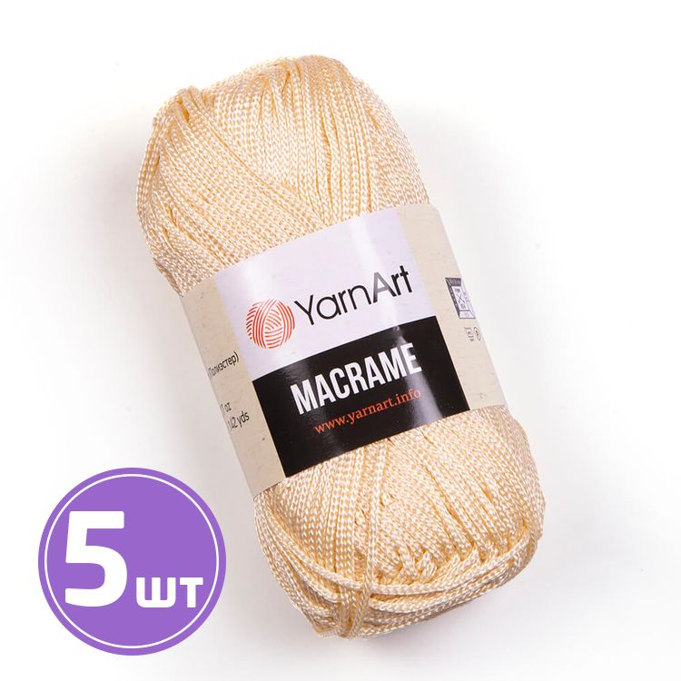

Пряжа YarnArt Macrame 165 кремовый 5 шт по 90 г, Бежевый